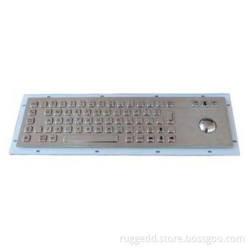 Vandal Proof SS Industrial Keyboard With Trackball , flat k